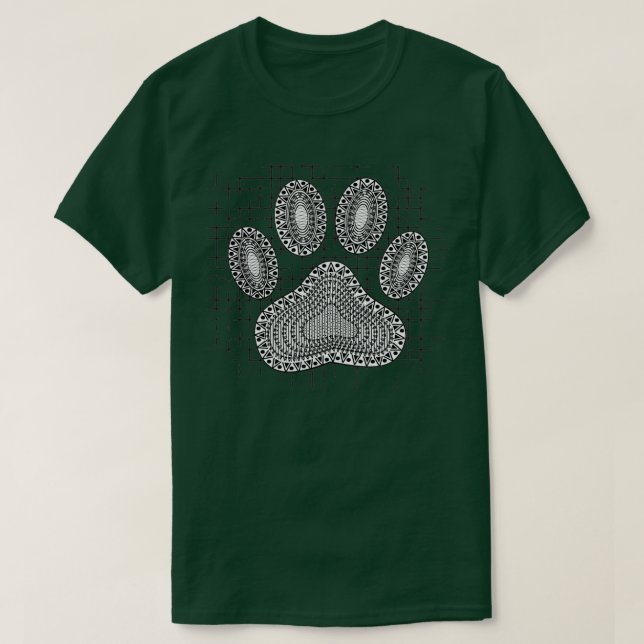 Tribal Dog Paw Print On Distressed Background  T-Shirt (Design Front)