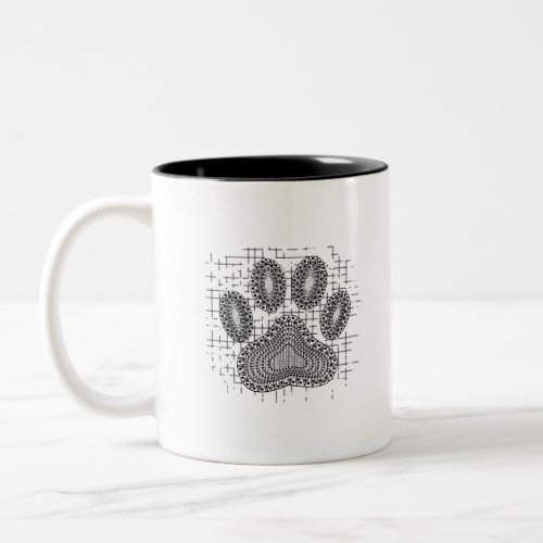 Tribal Dog Paw Print On Distressed Background Two_Tone Coffee Mug