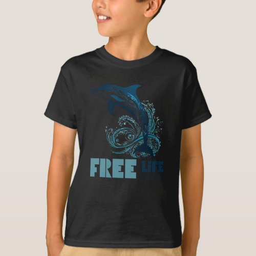 Tribal Dolphin Free Life  T_Shirt