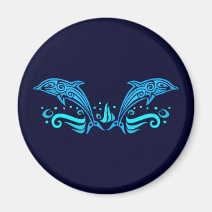 Tribal Dolphins button Magnet