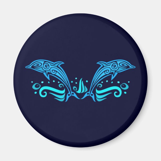 Tribal Dolphins button Magnet (Front)