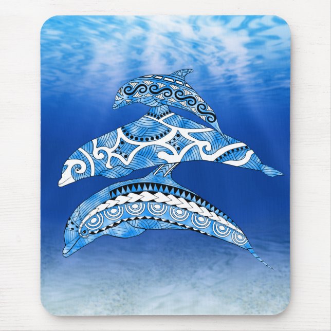 Tribal Dolphins Mouse Pad (Front)