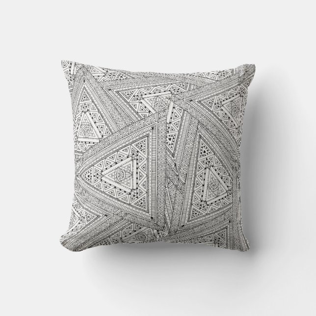 Tribal Doodle 2 Throw Pillow (Front)