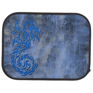 Tribal Dragon 3 blue Car Mat