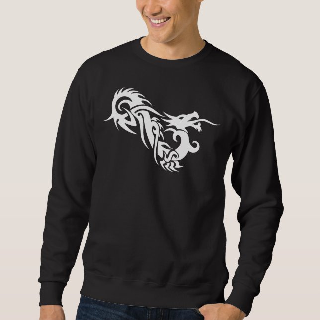 Tribal Dragon Basic Long Sleeve Dark Sweatshirt (Front)