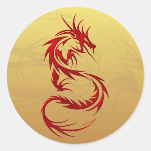 Tribal Dragon Classic Round Sticker