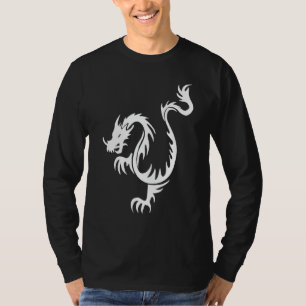 Tribal Dragon Long Sleeve Black T-shirt