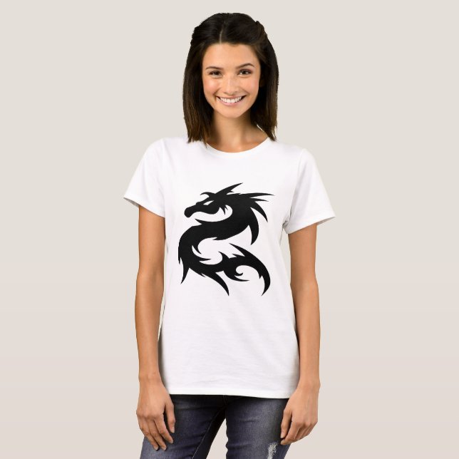 Tribal Dragon Silhouette T-Shirt (Front Full)