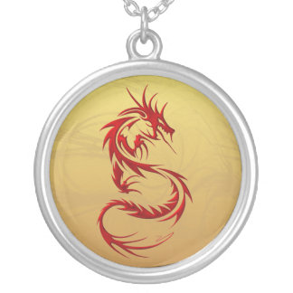 Tribal Dragon Silver Plated Necklace