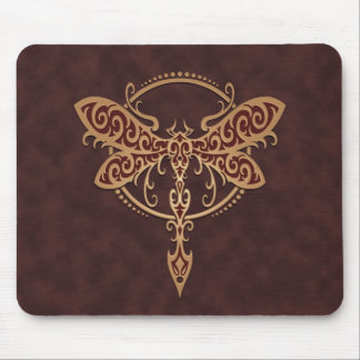 Tribal Dragonfly – brown Mouse Pad