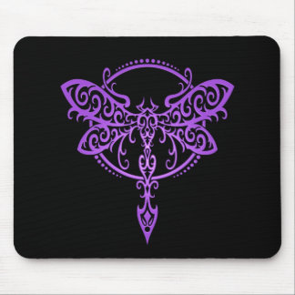 Tribal Dragonfly – purple & black Mouse Pad