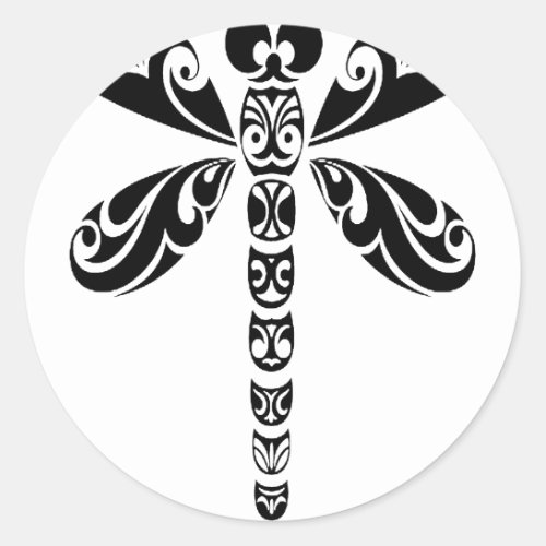 Tribal Dragonfly Tattoo Classic Round Sticker