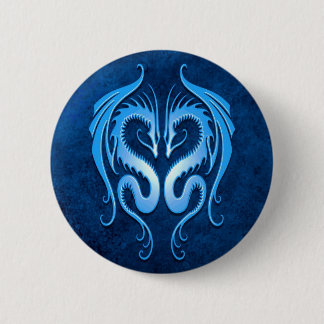 Tribal Dragons, blue Pinback Button