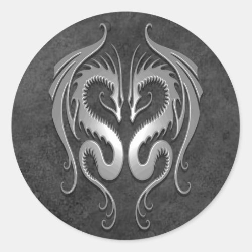 Tribal Dragons dark Classic Round Sticker