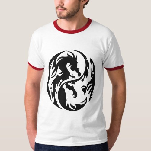 Tribal Dragons Ringer T_Shirt