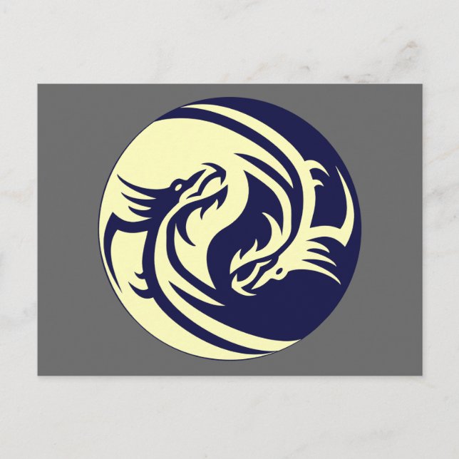 Tribal Dragons Yin Yang (Customizable) Postcard (Front)