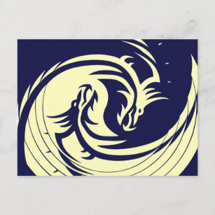 Tribal Dragons Yin Yang (Customizable) Postcard