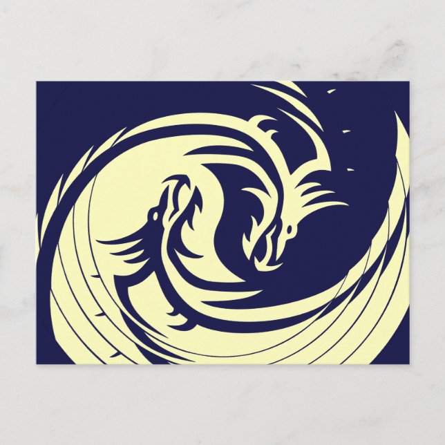 Tribal Dragons Yin Yang (Customizable) Postcard (Front)