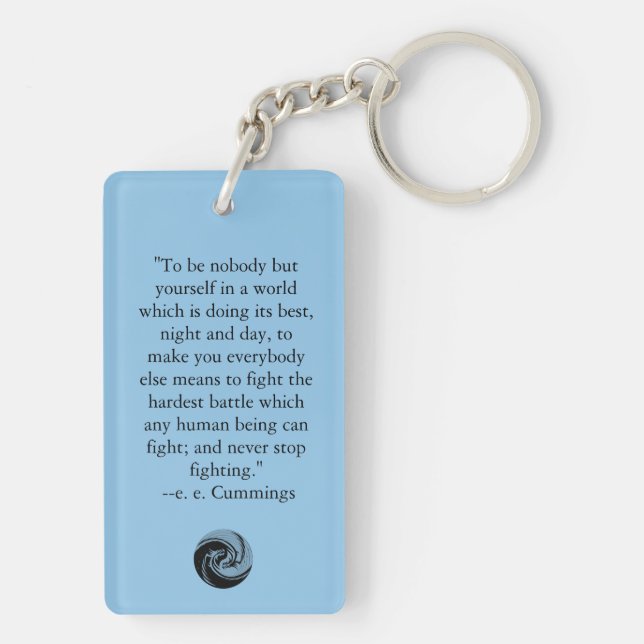 Tribal Dragons Yin Yang - ee Cummings Quote Keychain (Back)