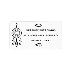 Tribal Dream Catcher Boho Feathers Native American Label