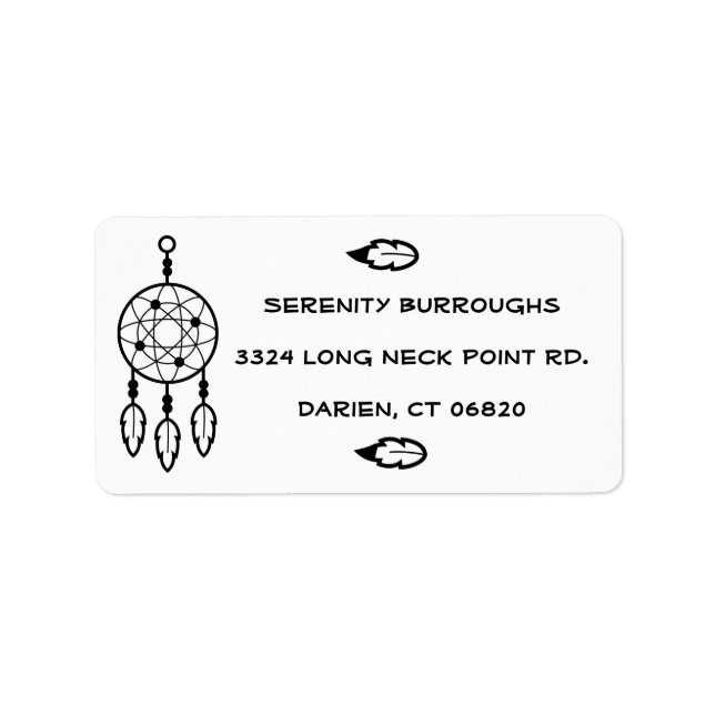 Tribal Dream Catcher Boho Feathers Native American Label (Front)