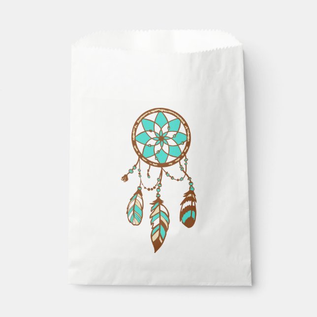 Tribal Dream Catcher Native American Boho Wedding Favor Bag (Front)