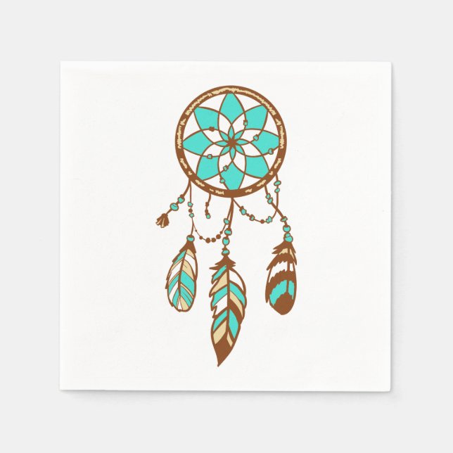 Tribal Dream Catcher Native American Wedding Party Napkins (Front)