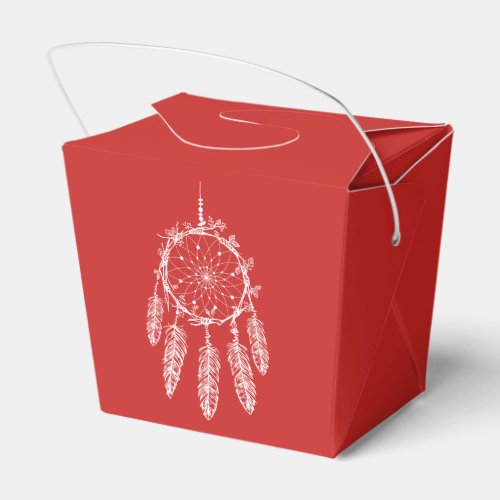 Tribal Dream Catcher Red Native American Wedding Favor Boxes