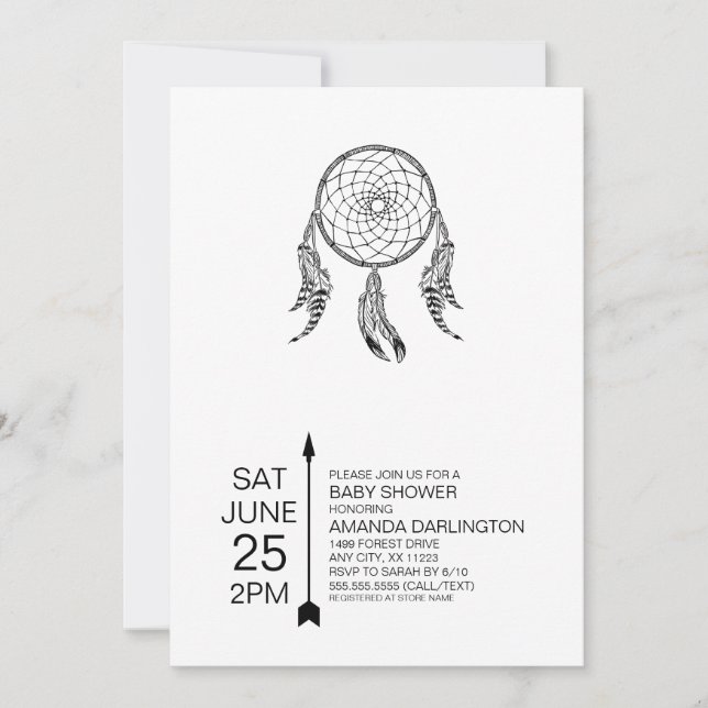Tribal Dreamcatcher Baby Shower Invites (Front)
