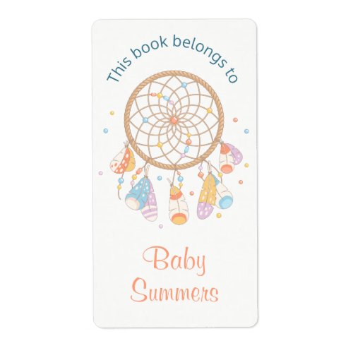 Tribal Dreamcatcher Boho Baby Bookplate