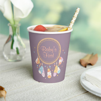 Tribal Dreamcatcher Boho Baby First 1st Birthday P Paper Cups
