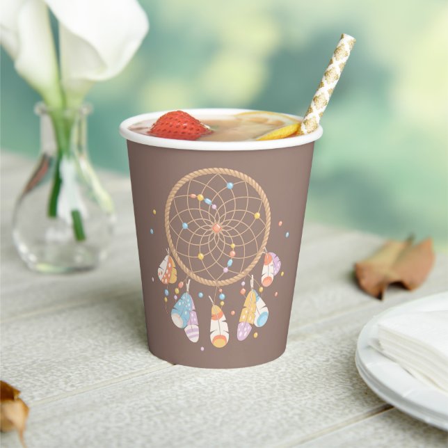 Tribal Dreamcatcher Boho Baby on Brown Paper Cups (Insitu)