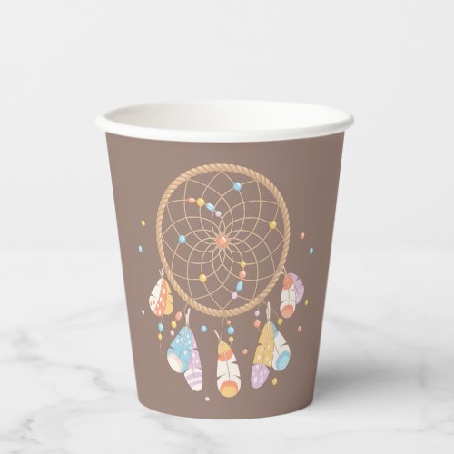 Tribal Dreamcatcher Boho Baby on Brown Paper Cups