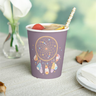 Tribal Dreamcatcher Boho Baby on Purple Paper Cups