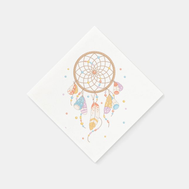 Tribal Dreamcatcher Boho Baby Paper Napkins (Corner)