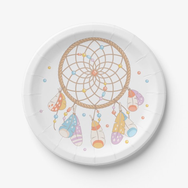 Tribal Dreamcatcher Boho Baby Paper Plates (Front)
