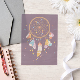 Tribal Dreamcatcher Boho Baby Purple Insert Vellum Invitations