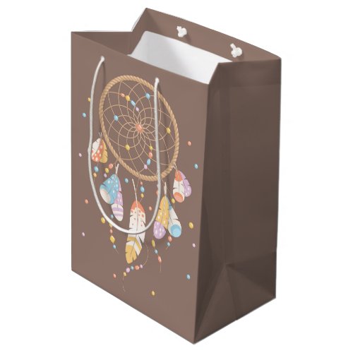 Tribal Dreamcatcher Boho Baby Shower Brown Medium Gift Bag