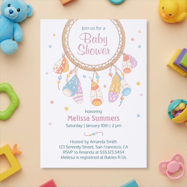 Tribal Dreamcatcher Boho Baby Shower Invitation (Creator Uploaded)