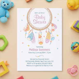 Tribal Dreamcatcher Boho Baby Shower Invitation
