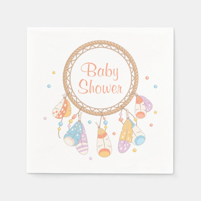 Tribal Dreamcatcher Boho Baby Shower Napkins (Front)