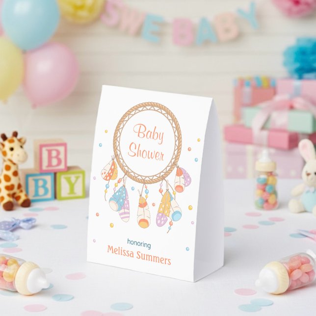Tribal Dreamcatcher Boho Baby Shower Paper Table Tent (Creator Uploaded)