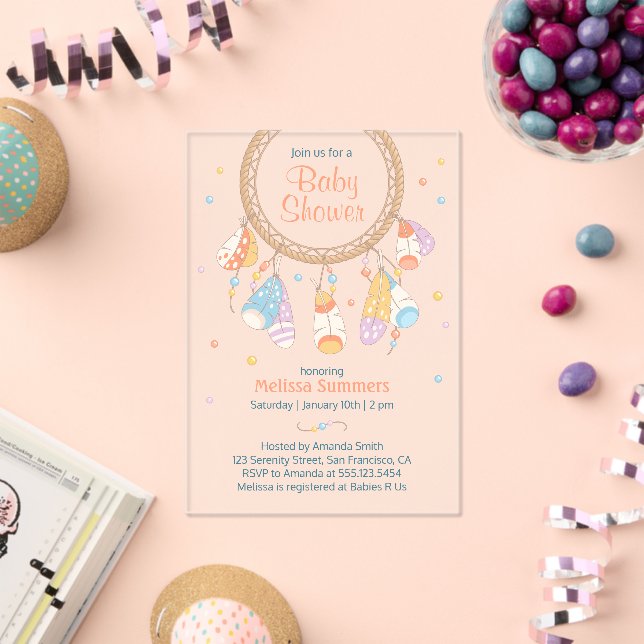 Tribal Dreamcatcher Boho Baby Shower Transparent Acrylic Invitations (Insitu (Celebration))