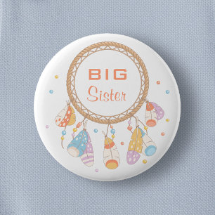 Tribal Dreamcatcher Boho Big Sister Button
