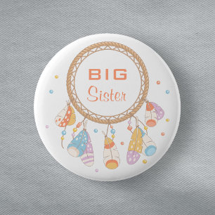 Tribal Dreamcatcher Boho Big Sister Button