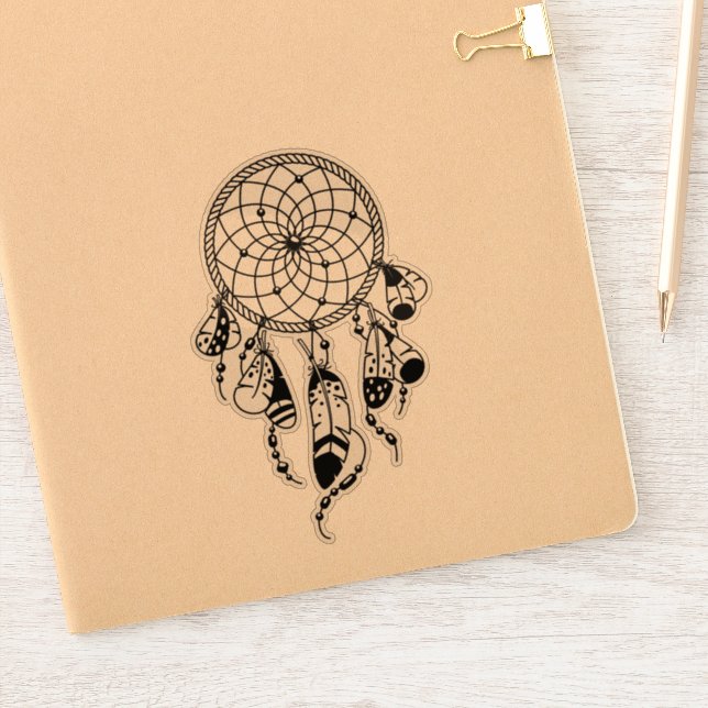 Tribal Dreamcatcher Boho Black Sticker (Notebook)