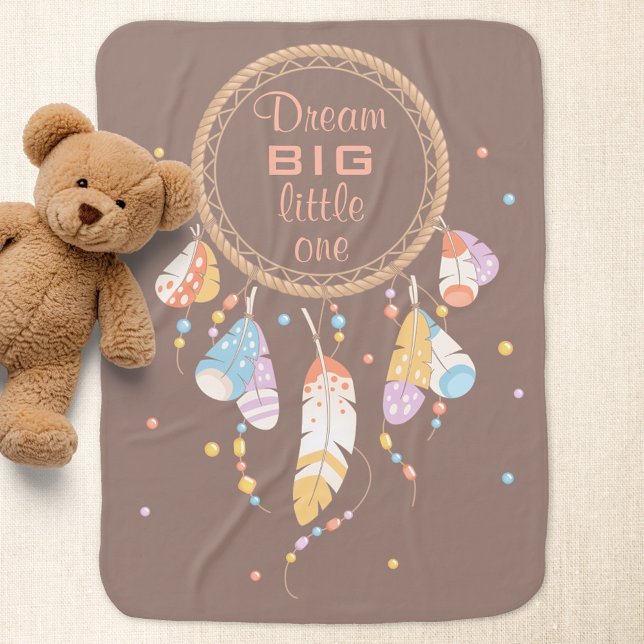 Tribal Dreamcatcher Boho Brown Quote Double-sided Receiving Blanket (Creator Uploaded)