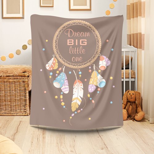 Tribal Dreamcatcher Boho Brown Quote Fleece Blanket