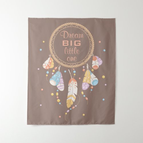 Tribal Dreamcatcher Boho Brown Quote Tapestry