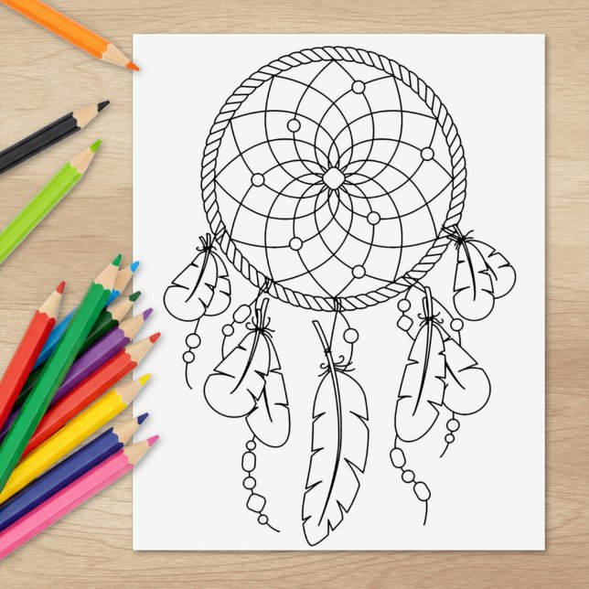 Tribal Dreamcatcher Boho Coloring Page Rubber Stamp (Creator Uploaded)